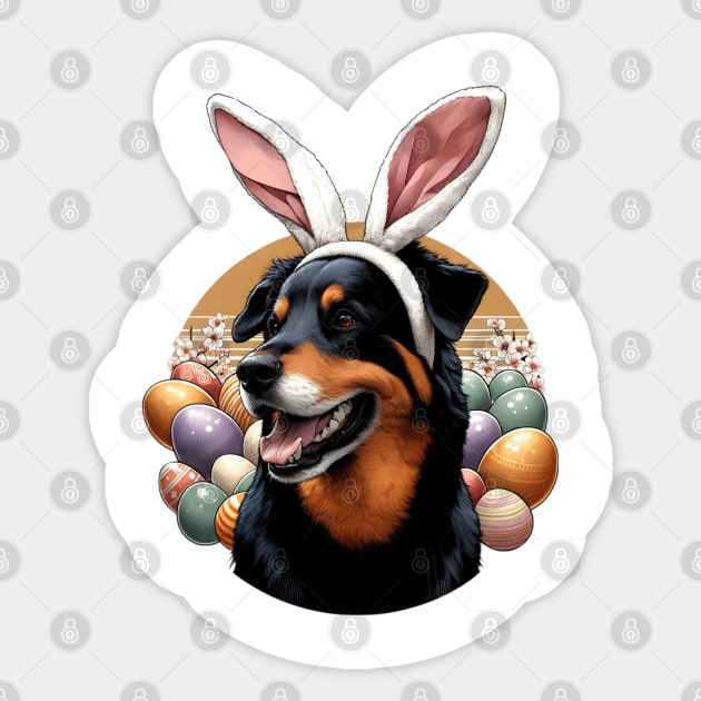 Beauceron with Bunny Ears Embraces Easter Festivities Sticker by ArtRUs